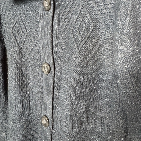 J Jill Womens Navy Longline Sweater Cardigan Sz L Textured Chunky Cabin Winter - Picture 8 of 11